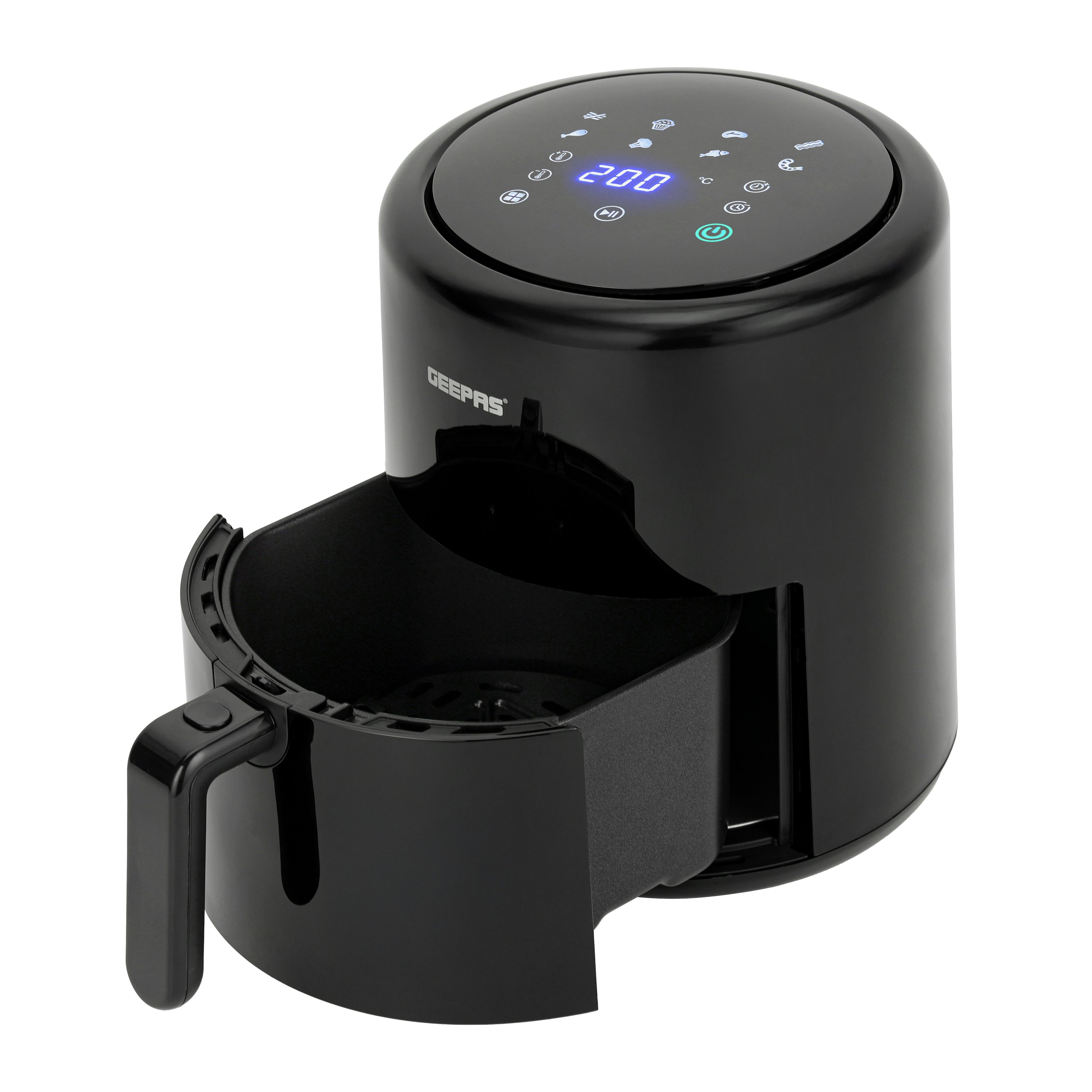 Geepas Digital Air Fryer- 4.0 L Pot, with Vortex Air Frying Technology/Multiple Function, 1-60 Min Timer, Temperature 80-200 Degree Celsius/Touch Screen Control