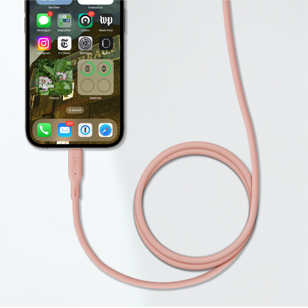 LZEL Celeris Silox CXL Soft Silicone USB-A to USB-C Cable, 480Mbps, 15W Max, 1m | Pink