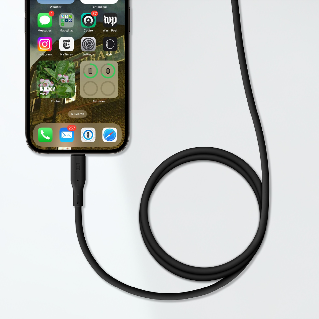 LZEL Celeris Silox CXL Soft Silicone USB-C to Lightning Cable, 480Mbps, 60W Max, 1m | Black