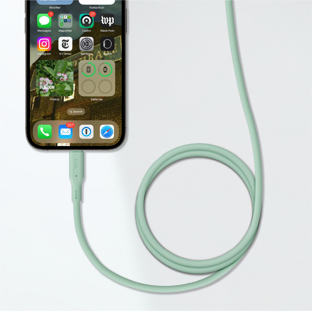 LZEL Celeris Silox CXL Soft Silicone USB-C to USB-C Cable, 480Mbps, 240W Max, 1m | Green