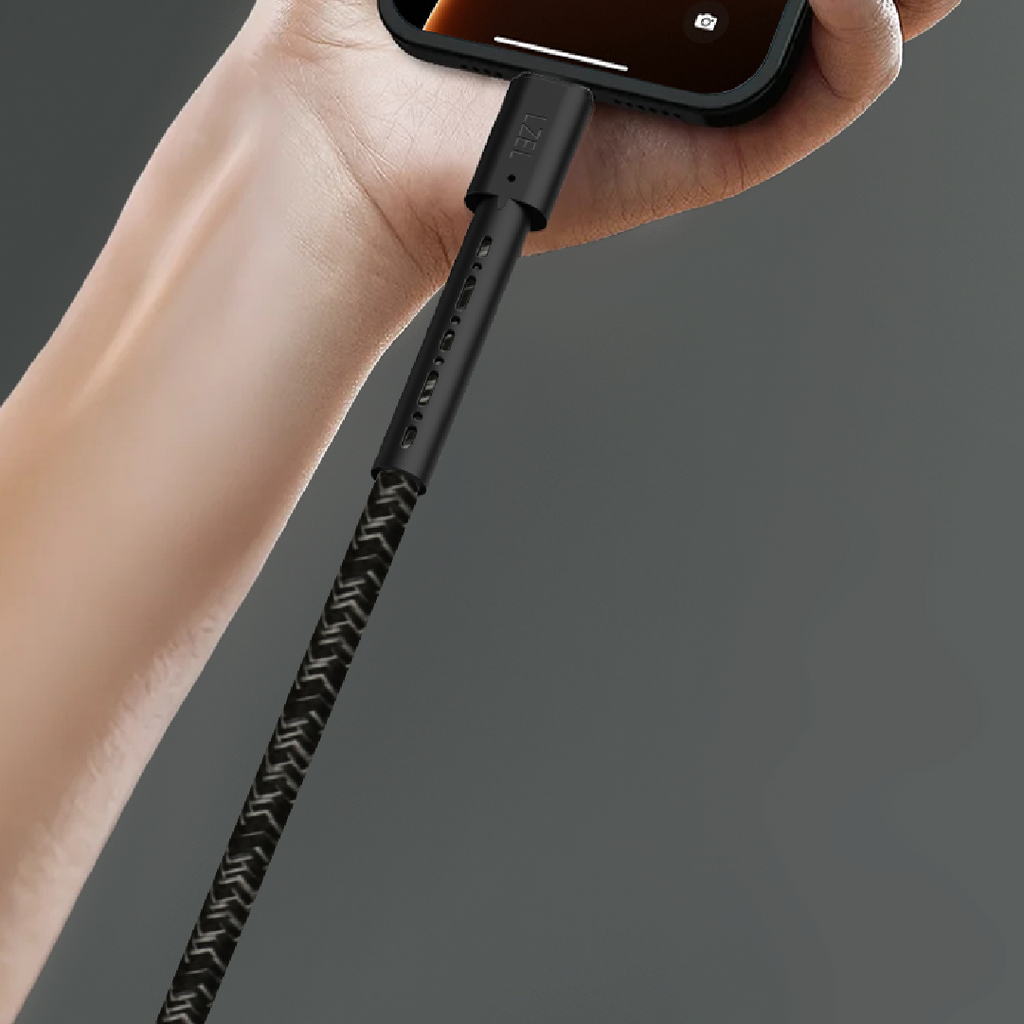 LZEL Celeris Charge CXC Braided USB-C to USB-C Cable, 480Mbps, 240W Max, 2m | Black