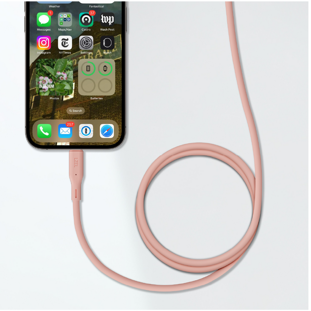LZEL Celeris Silox CXL Soft Silicone USB-C to Lightning Cable, 480Mbps, 60W Max, 1m |Pink
