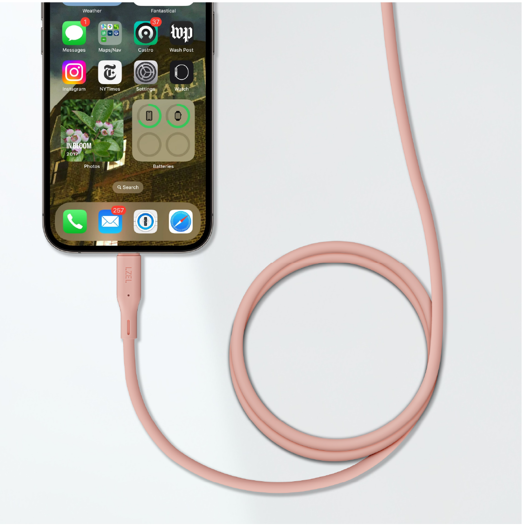 LZEL Celeris Silox CXL Soft Silicone USB-C to Lightning Cable, 480Mbps, 60W Max, 1m |Pink