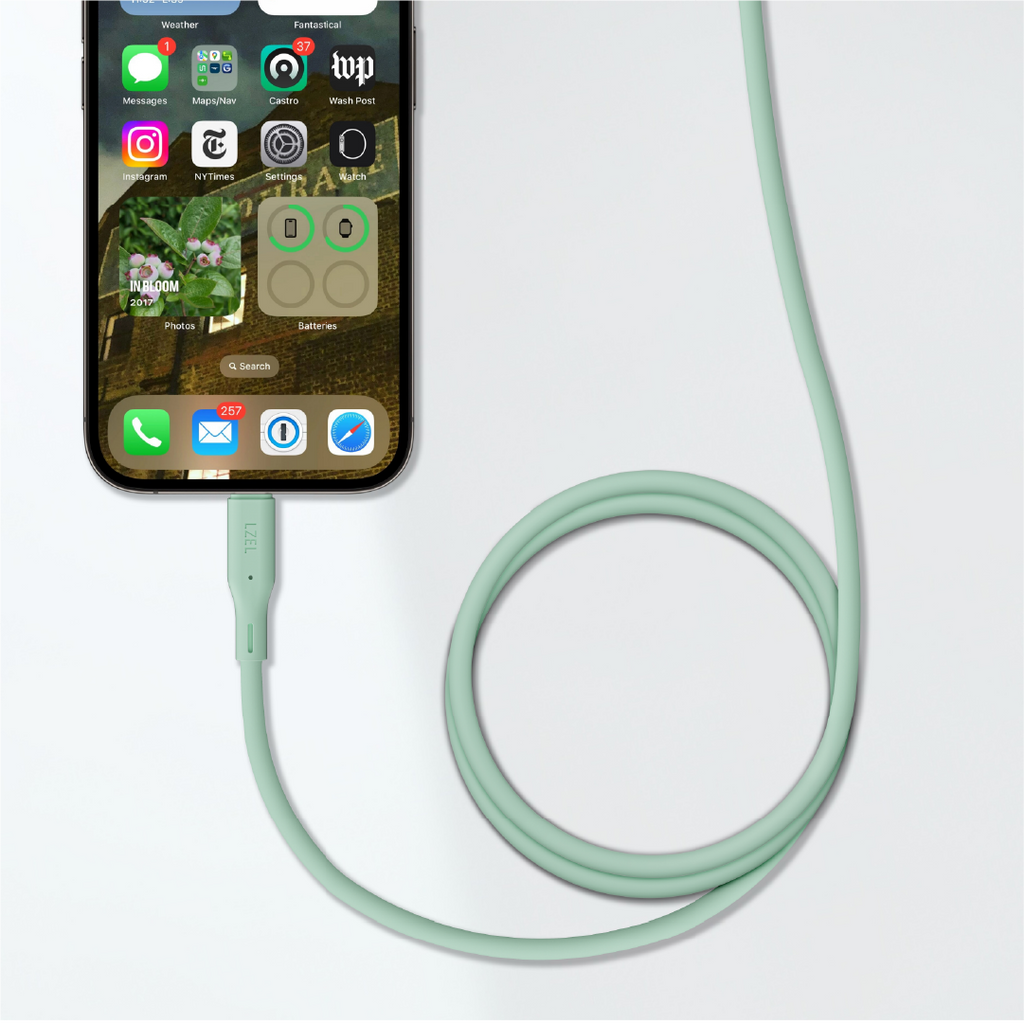 LZEL Celeris Silox CXL Soft Silicone USB-A to USB-C Cable, 480Mbps, 15W Max, 1m | Green