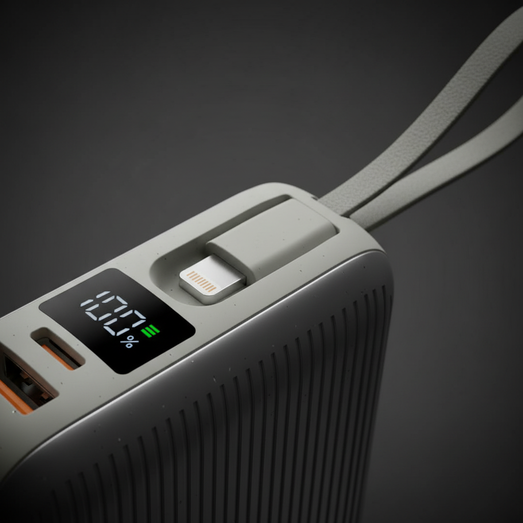 LZEL Neurode Sync - 20,000mAh PD Mini Power Bank 22.5W with Built-in Cable