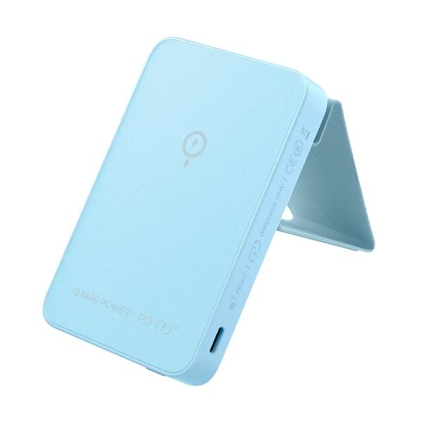 Momax Q.mag Power 10000mah Magnetic Wireless Battery Pack With Stand | Blue