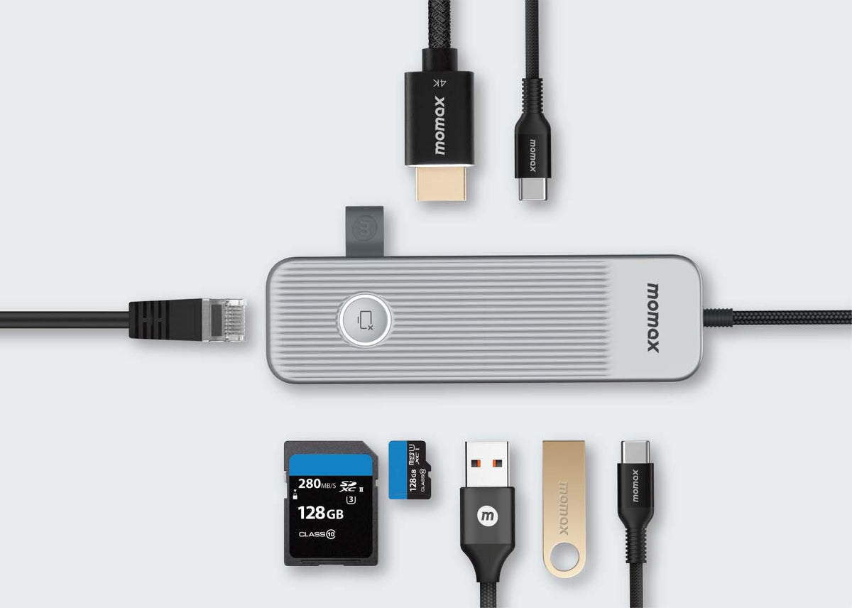 Momax OneLink 8-in-1 Multi-Function USB-C Hub | Titanium