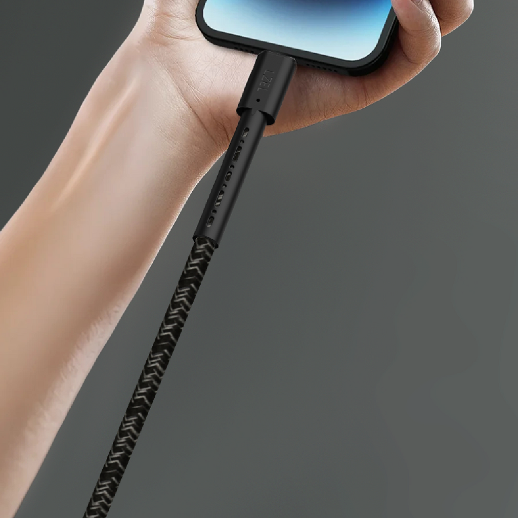 LZEL Celeris Charge CXL Braided USB-C to Lightning Cable, 480Mbps, 60W Max, 2m | Black