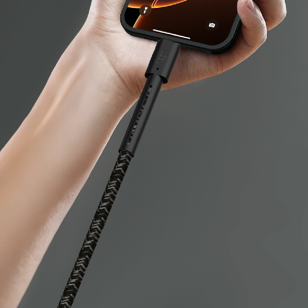 LZEL Celeris Charge AXC Braided USB-A to USB-C 2.0 Cable, 480Mbps, 15W Max, 1m | Black