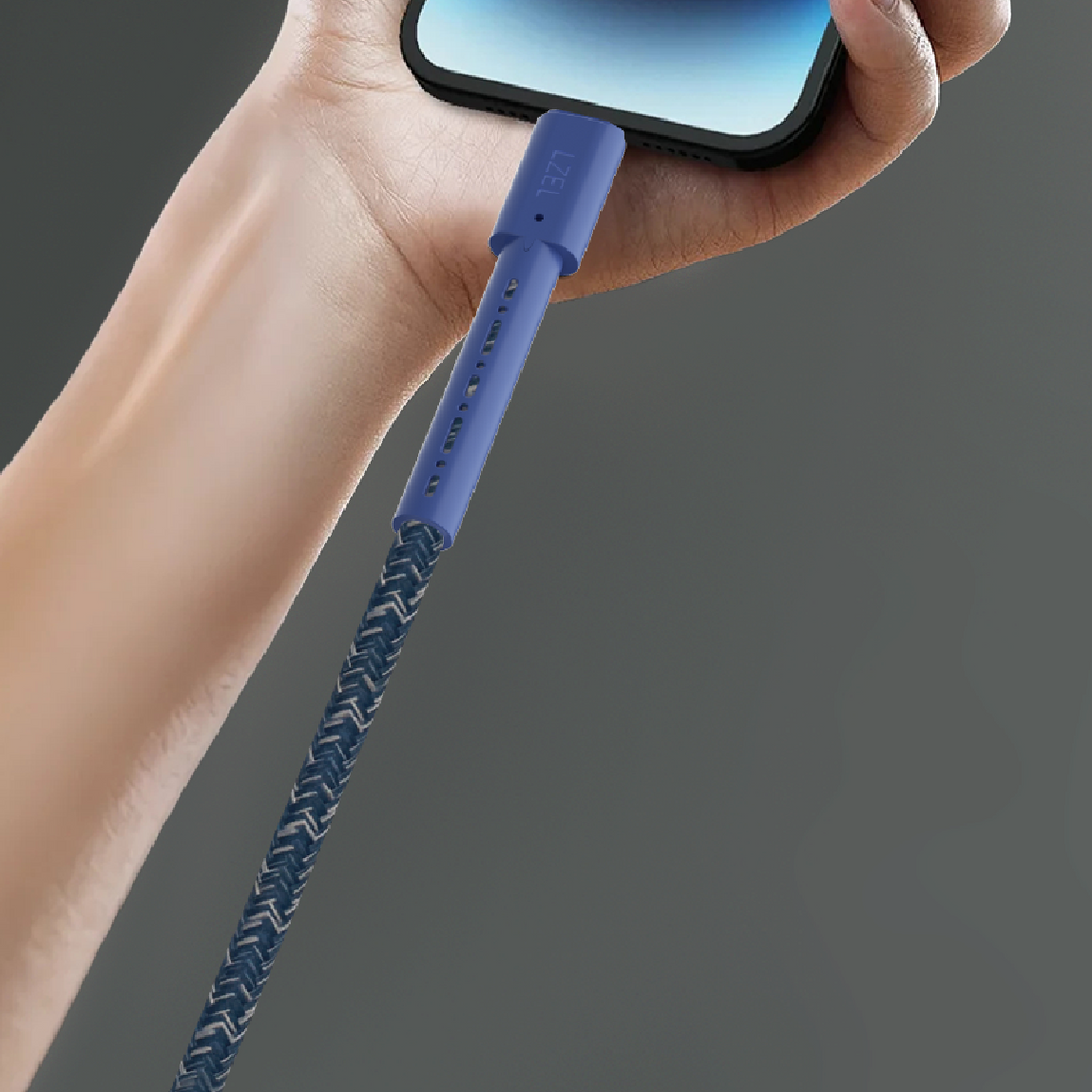 LZEL Celeris Charge AXL Braided USB-A to Lightning Cable, 480Mbps, 15W Max, 2m |  Blue