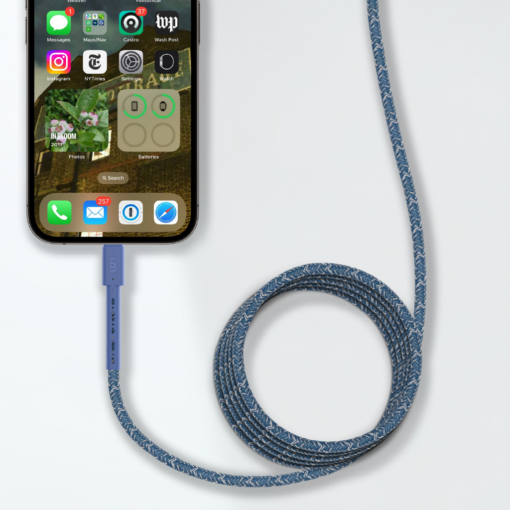 LZEL Celeris Charge CXL Braided USB-C to Lightning Cable, 480Mbps, 60W Max, 2m | Blue