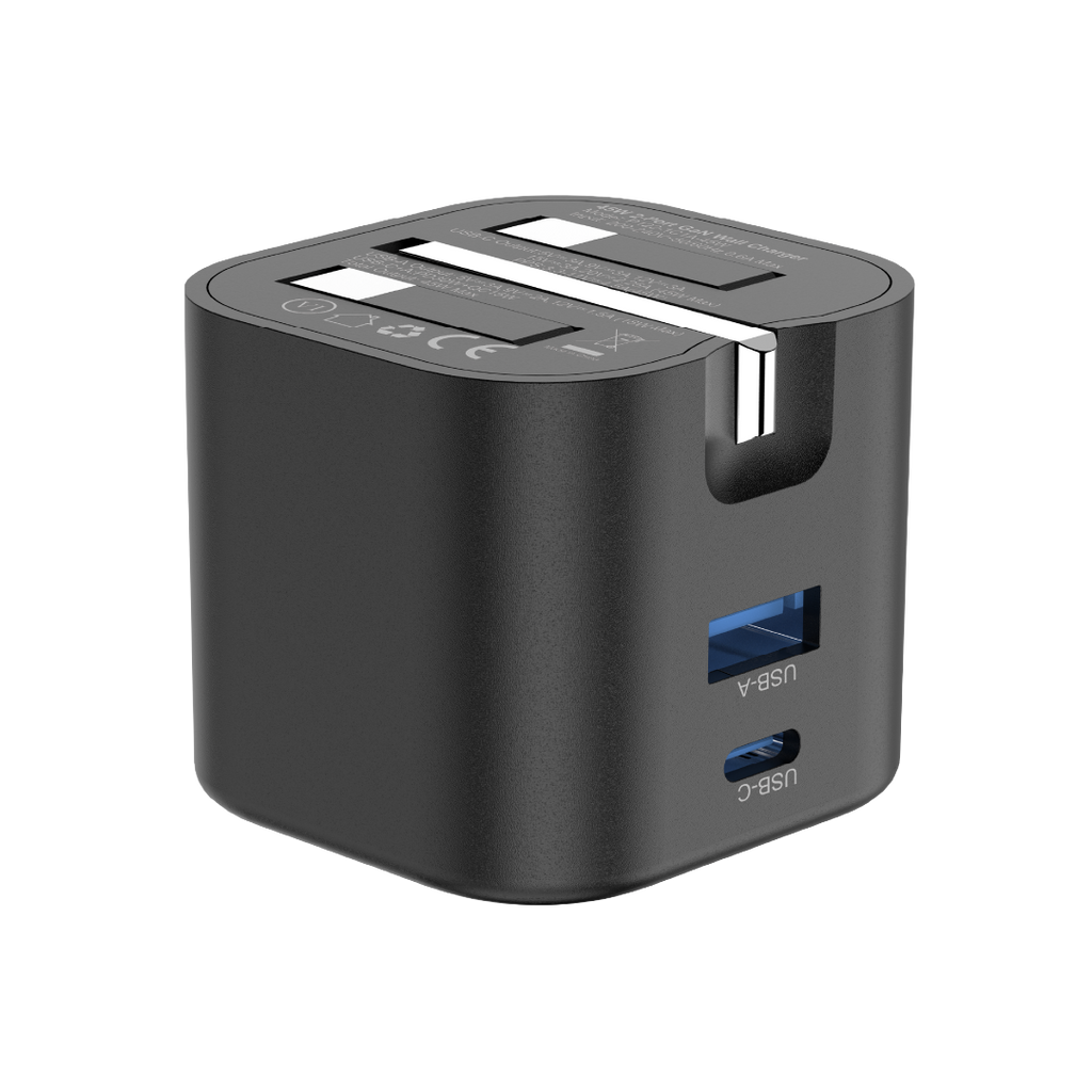 Asli  Global Powercore 45 Gan Dual Port Usb-A & Usb-C Fast Charger | Black