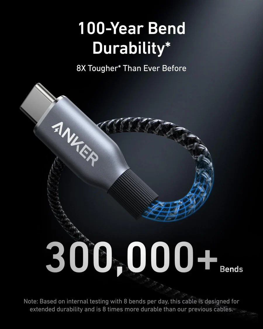 Anker Prime USB-C to USB-C Cable 3ft, 240W, Upcycled-Braided | Black