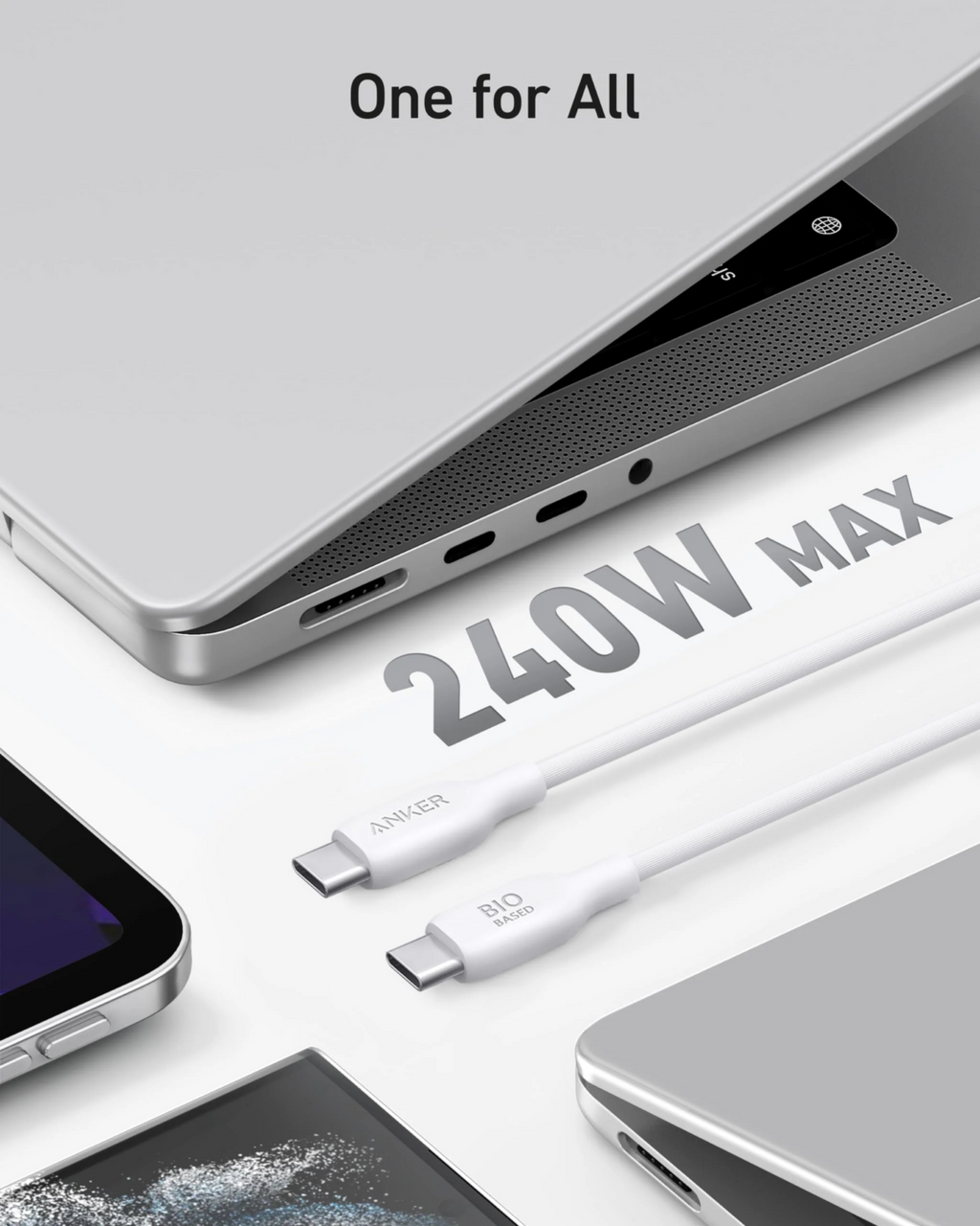 Anker 544 Cable Bio Based And Durable Usb-c To USB-C 6ft | White