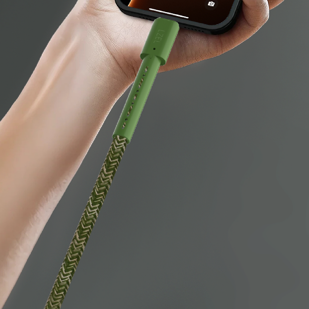 LZEL USB-A to USB-C 2.0 Braided Cable 2m â€“ 3A, 15W, 480Mbps | Green