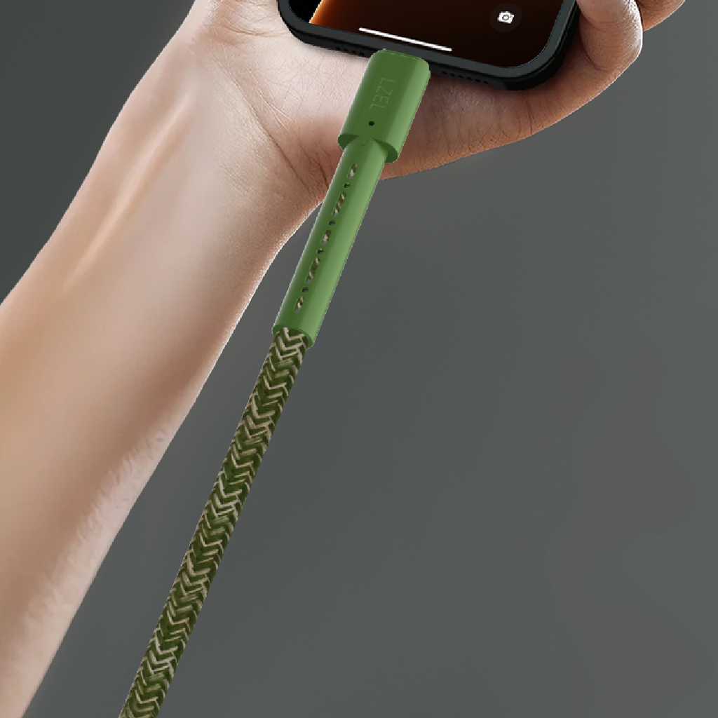 LZEL Celeris Charge CXC Braided USB-C to USB-C Cable, 480Mbps, 240W Max, 2m | Green