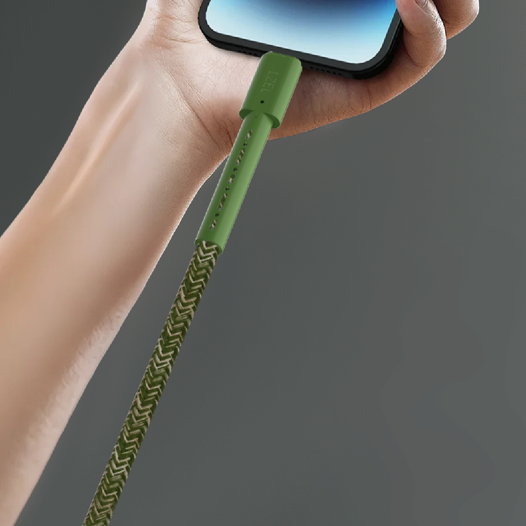 LZEL Celeris Charge CXL Braided USB-C to Lightning Cable, 480Mbps, 60W Max, 2m | Green