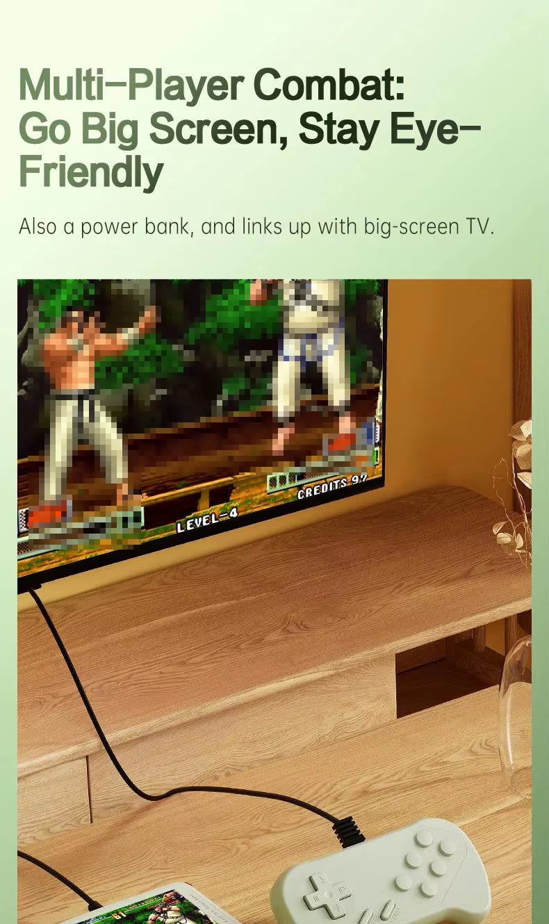 Retro Game Console - 3.5-inch IPS Screen, 6000mAh, 10000 Games | Light Green