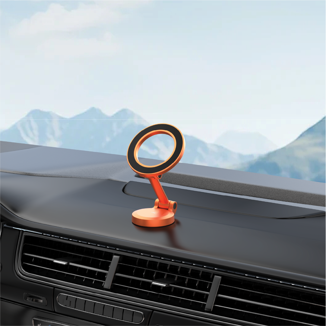 LZEL  360Â° Magnetic Suction Phone Holder Three-Axis Adjustable Angle | Robust Magnetic Grip | Orange