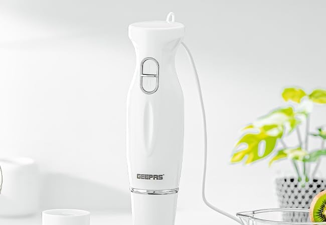 Geepas GHB6144 200W Hand Blender Set – 2-Speed Detachable Stick Blender & Whisk, Stainless Steel Blades | Ideal for Smoothies, Shakes, Purees & More