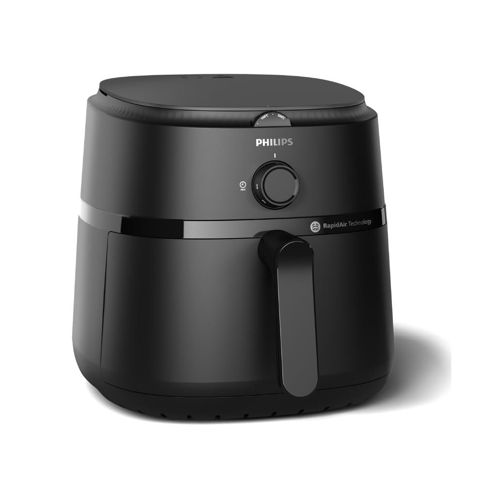 Philips Air Fryer NA130/00, uses up to 90% less fat, 1700W, 6.2 Liter, with Rapid Air Technology | Black