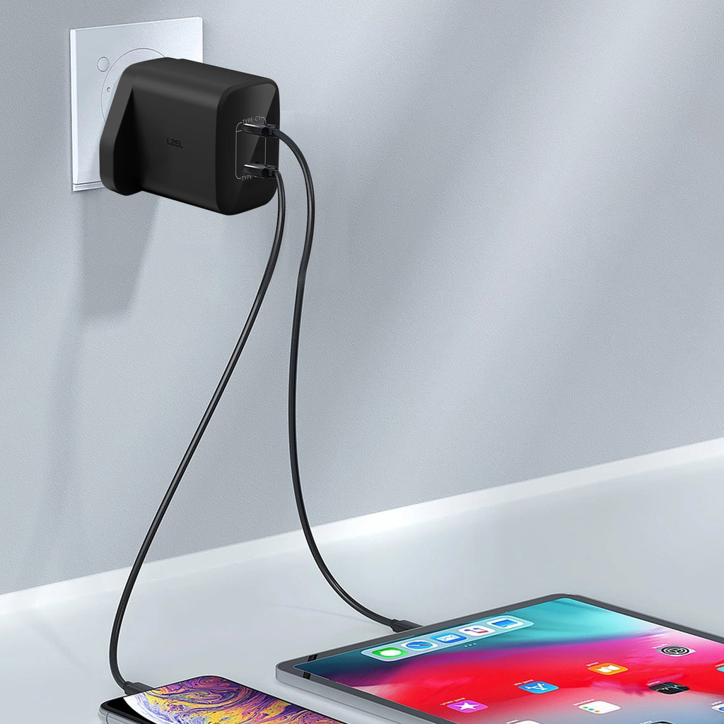 LZEL VoltixCharge 45W Duals Port USB-C GaN Wall Charger | Black