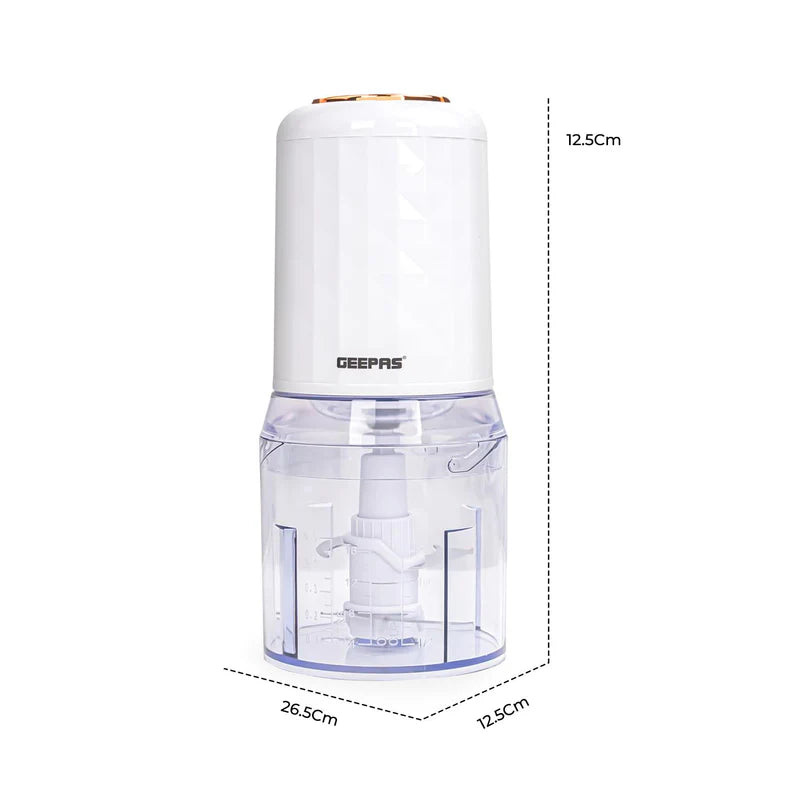 Geepas Multi Chopper | 500W| 0.5L Capacity Bowl | Stainless Steel Blades | Mincing Function | Coarse and Fine |Suitable for Vegetables, Fruits