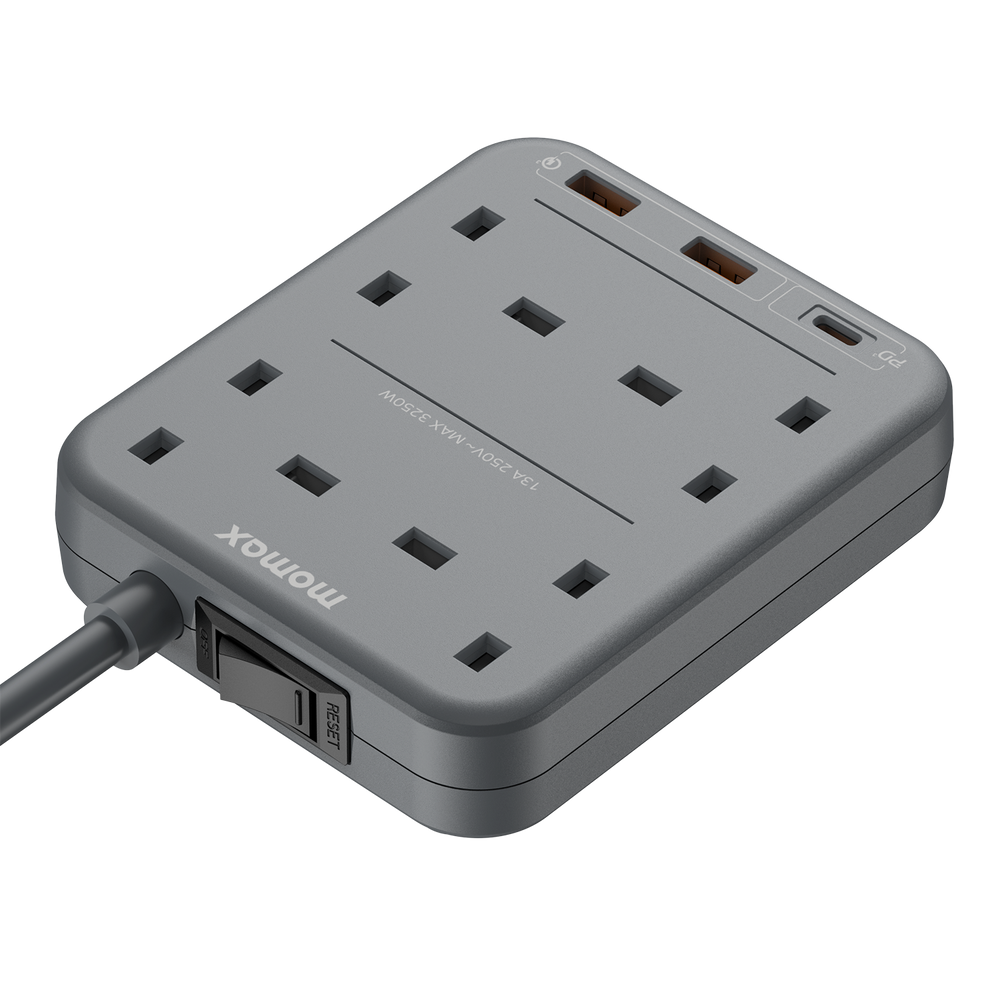 Momax Oneplug 4 Outlet Power Strip With Usb | Black
