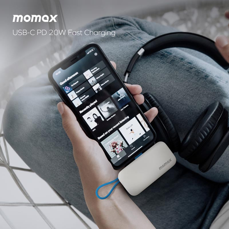 Momax 1-Power Mini 5000mAh Bulit- in Foldable Lightning Battery pack | Black