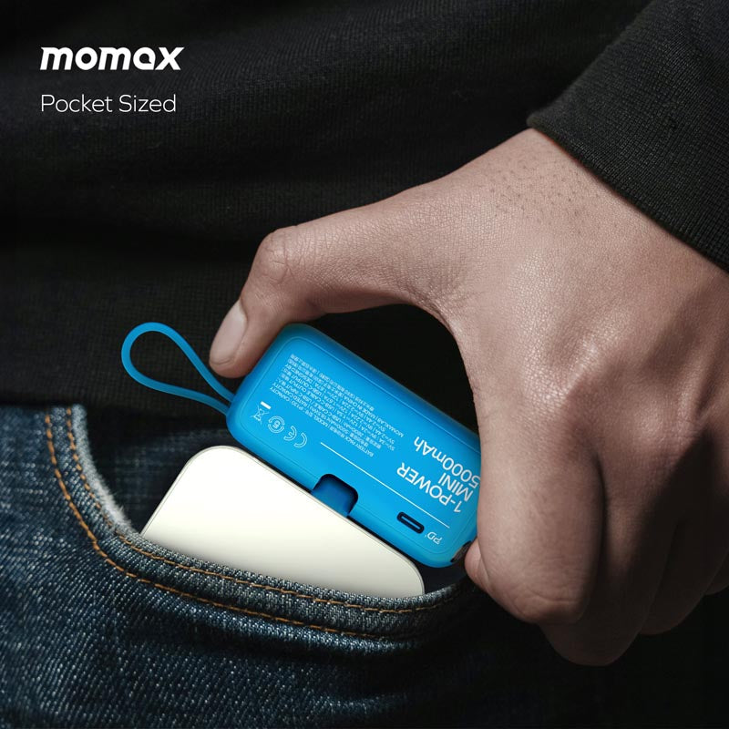 Momax 1-Power Mini 5000mAh Bulit- in Foldable Lightning Battery pack | Black