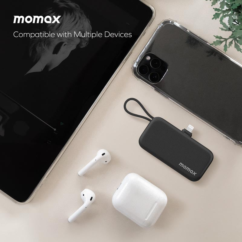 Momax 1-Power Mini 5000mAh Bulit- in Foldable Lightning Battery pack | Black