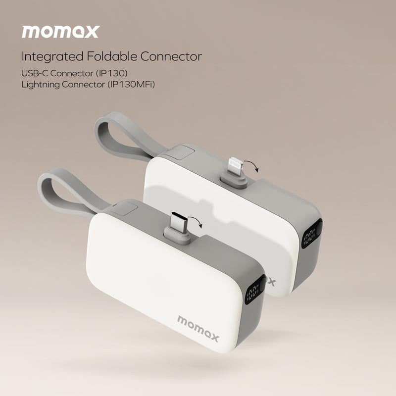Momax 1-Power Mini 5000mAh Bulit-in foldable USB-C Battery pack | Black