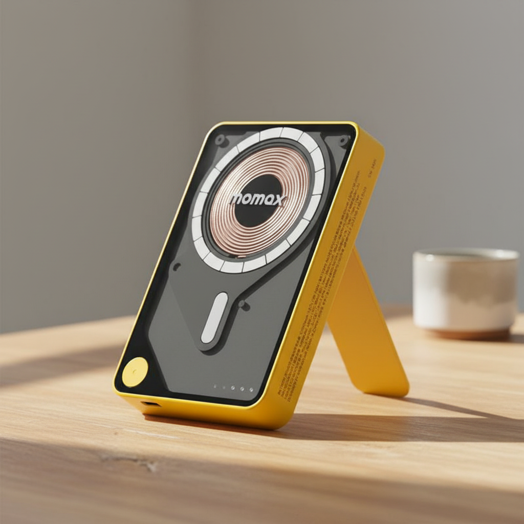Momax 1-Power X Pro+ Magnetic Wireless Power Bank 10000mAh With Built-In USB-C Cable | Yellow