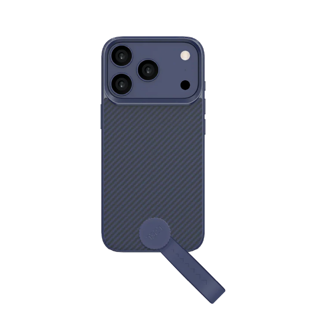 LZEL MagCarbon Strap Carbon Design with 360Â° Grip and Raised-Edge Protection Back Cover for iPhone 17 Pro Max