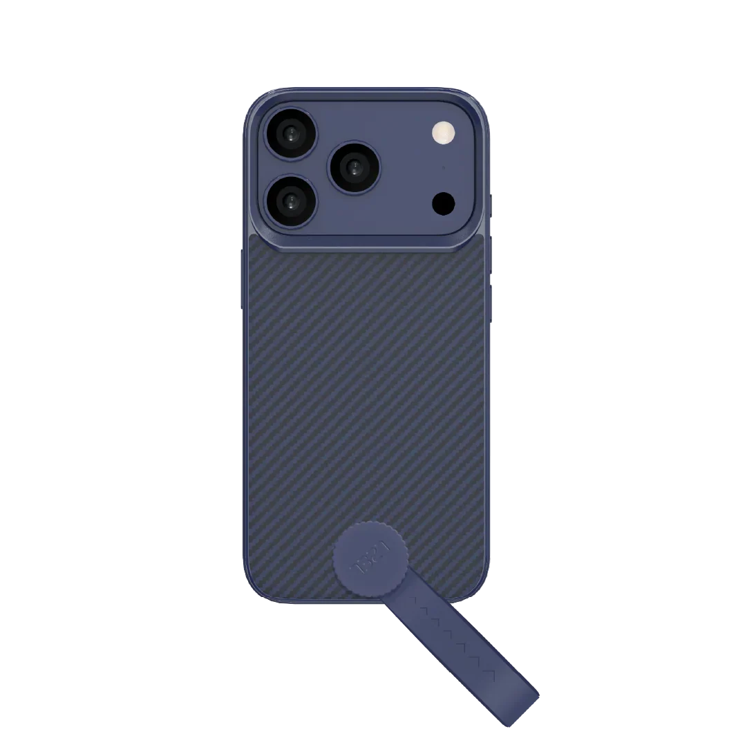 LZEL MagCarbon Strap Carbon Design with 360Â° Grip and Raised-Edge Protection Back Cover for iPhone 17 Pro Max