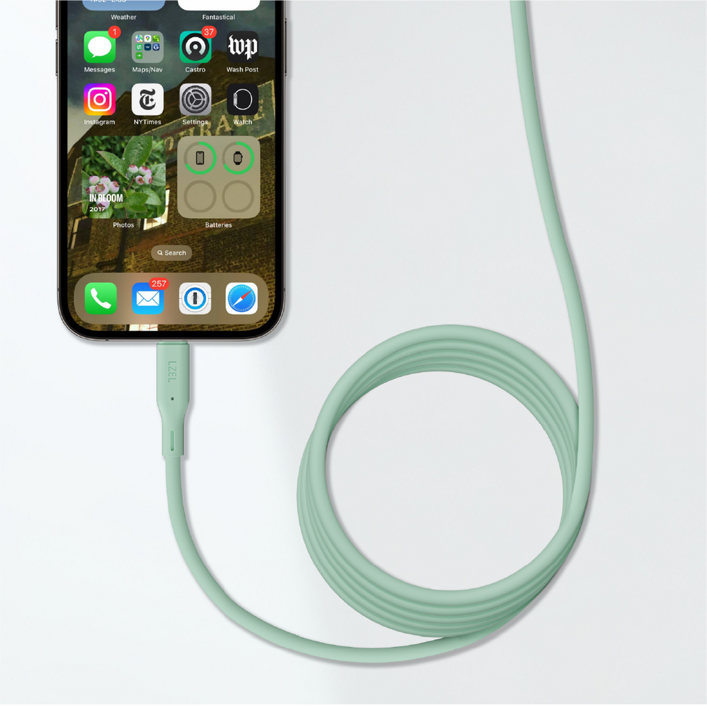 LZEL Celeris Silox CXL Soft Silicone USB-C to USB-C Cable, 480Mbps, 240W Max, 2m | Green