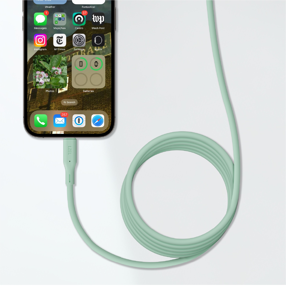 LZEL Celeris Silox CXL Soft Silicone USB-C to USB-C Cable, 480Mbps, 240W Max, 2m | Green