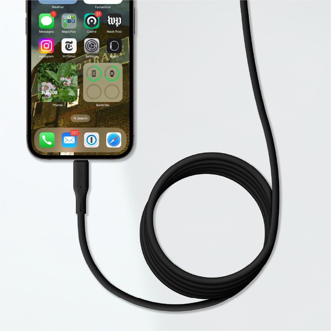 LZEL Celeris Silox CXL Soft Silicone USB-C to Lightning Cable, 480Mbps, 60W Max, 2m | Black