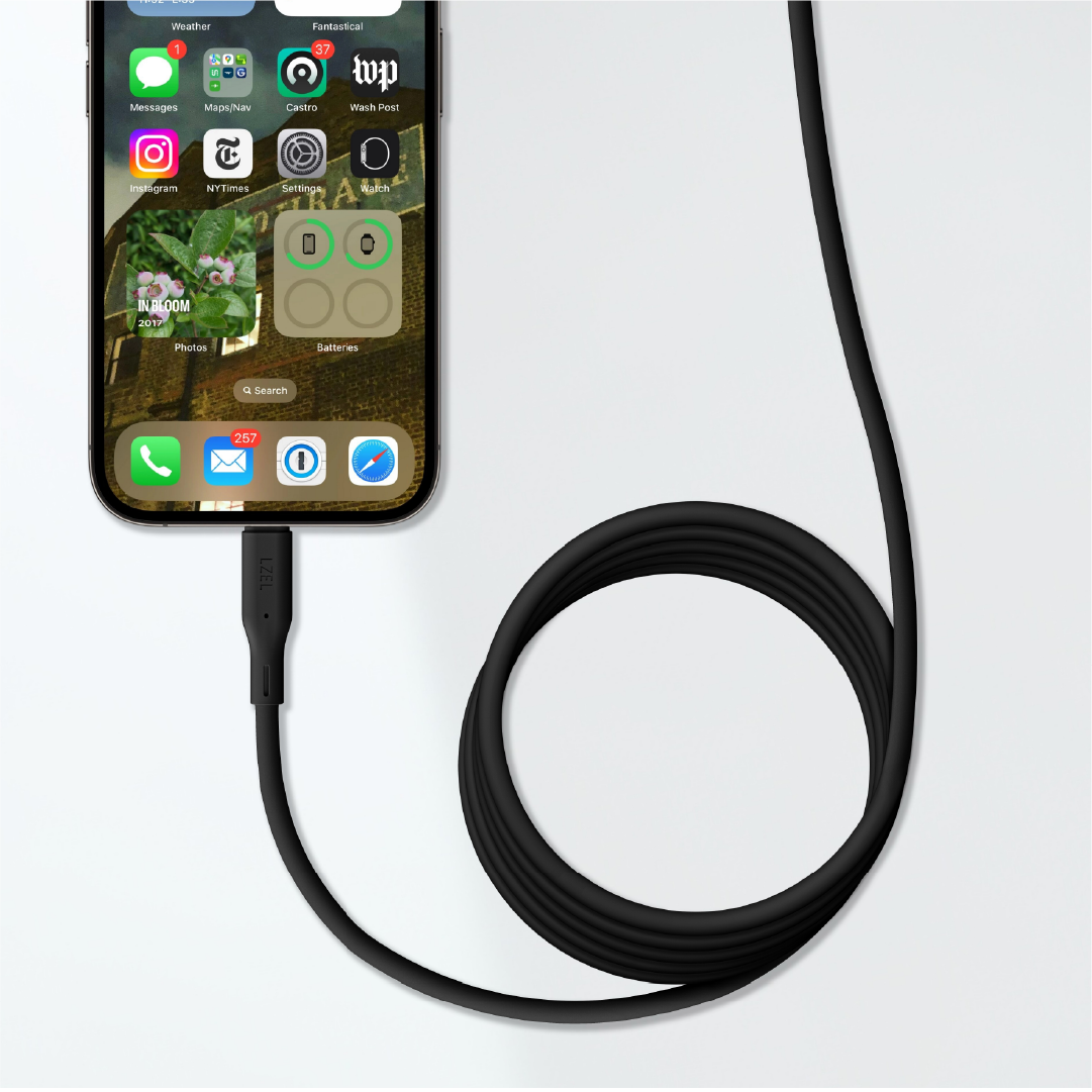 LZEL Celeris Silox CXL Soft Silicone USB-A to USB-C Cable, 480Mbps, 15W Max, 2m | Black