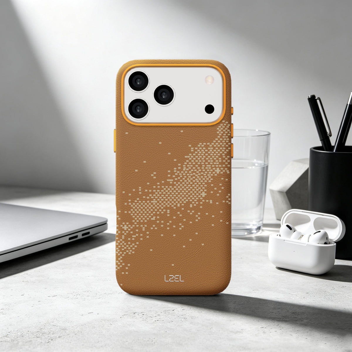 LZEL LEATHERWAVE MAG Premium Leather MagSafe Case with Wave Pattern for iPhone 18 Pro & 18 Pro Max