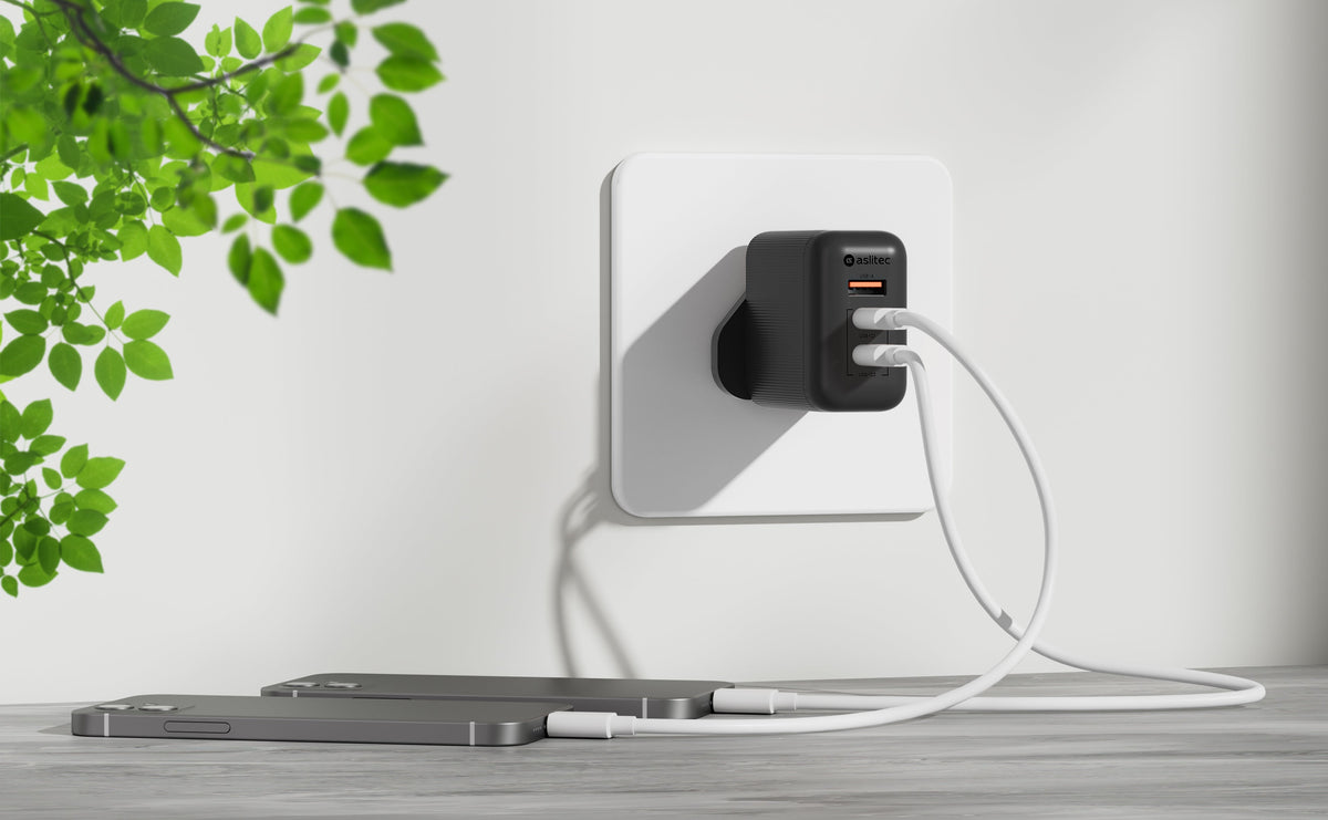 aslitec VexoraGaN 35W â€“ Premium GaN Charger, Dual USB-A + USB-C Ports