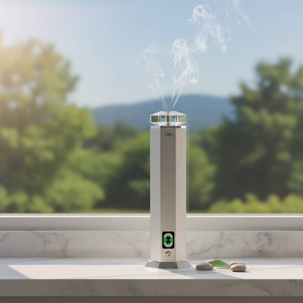 LZEL Aroma Diffuser Aromavista Essence Premium Scent Diffuser Led Display - Cold Air Diffusion Tech - 120 Ml | Silver