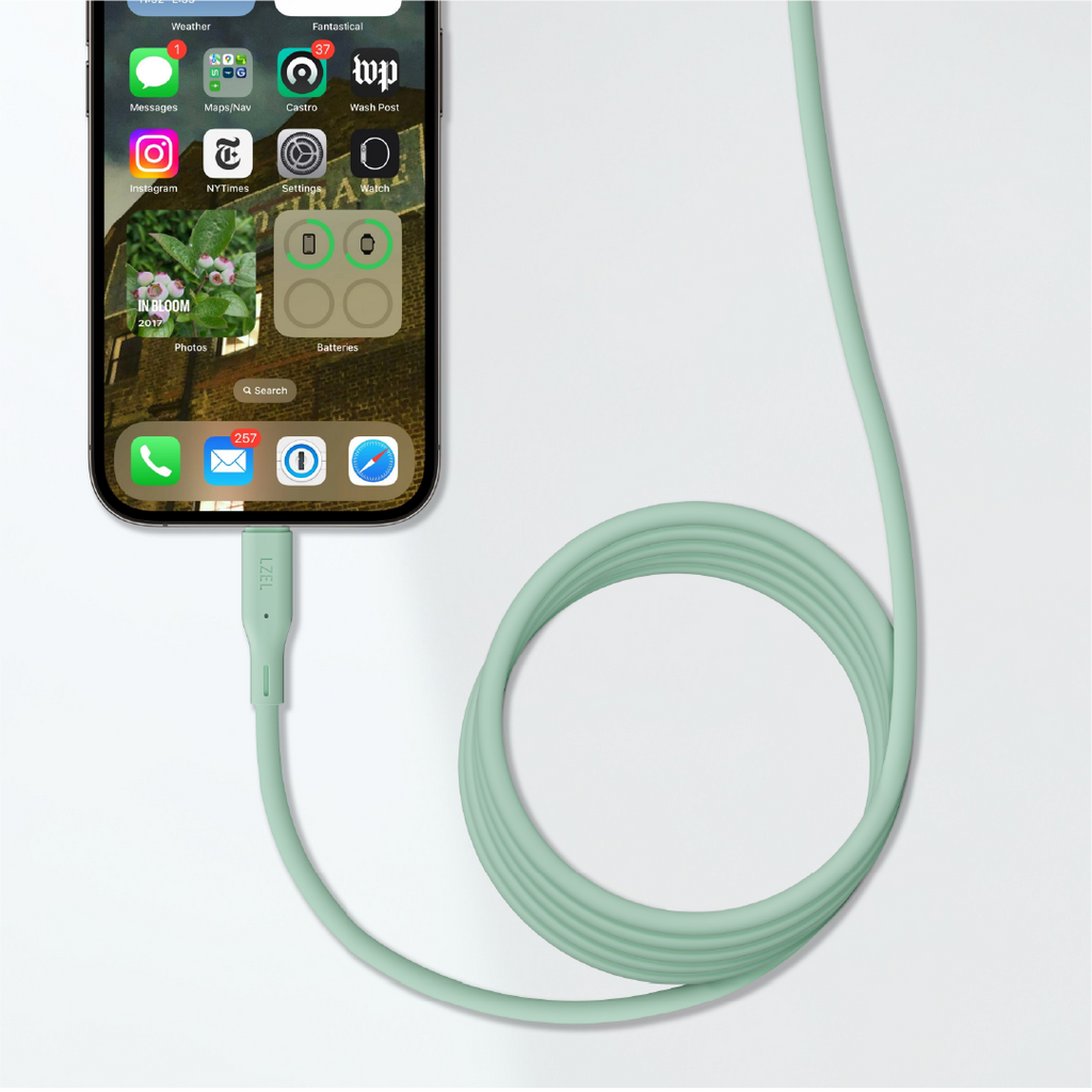 LZEL Celeris Silox CXL Soft Silicone USB-A to USB-C Cable, 480Mbps, 15W Max, 2m | Green