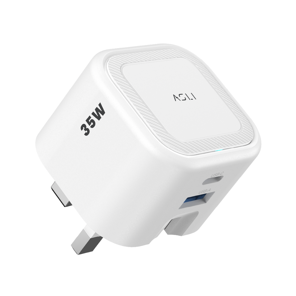 Asli  Global Primevolt 35 Gan Dual Port Usb-A & Usb-C Fast Charger | White