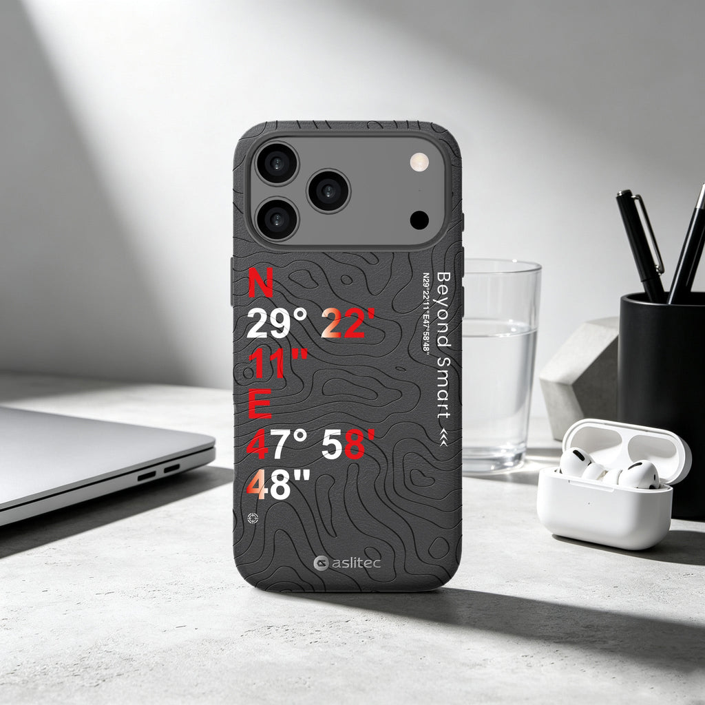 aslitec Geomag Coordinate Sophisticared Leather Magsafe Case With Coordinate Design Case For iPhone 18 Pro