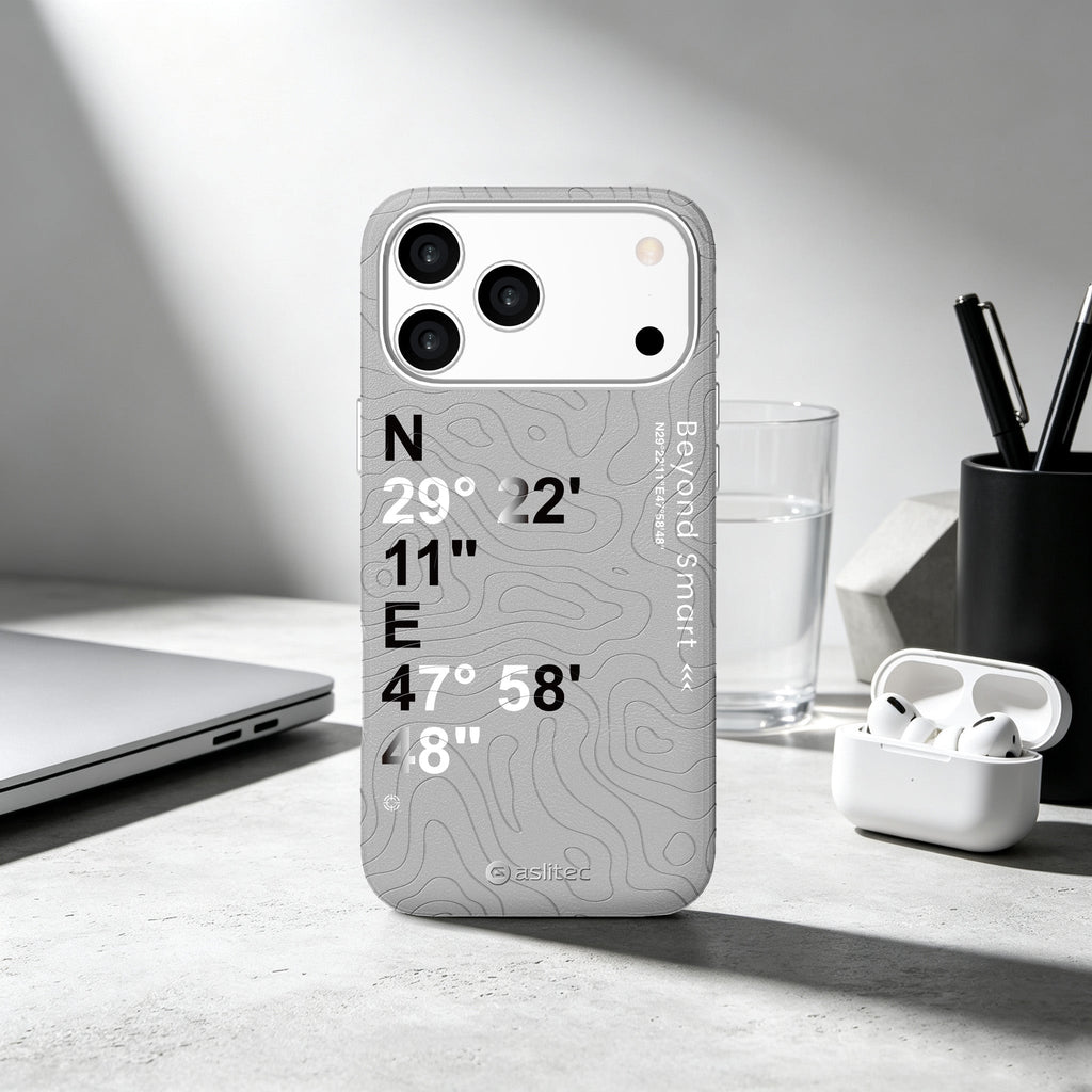 aslitec Geomag Coordinate Sophisticared Leather Magsafe Case With Coordinate Design Case For iPhone 18 Pro Max