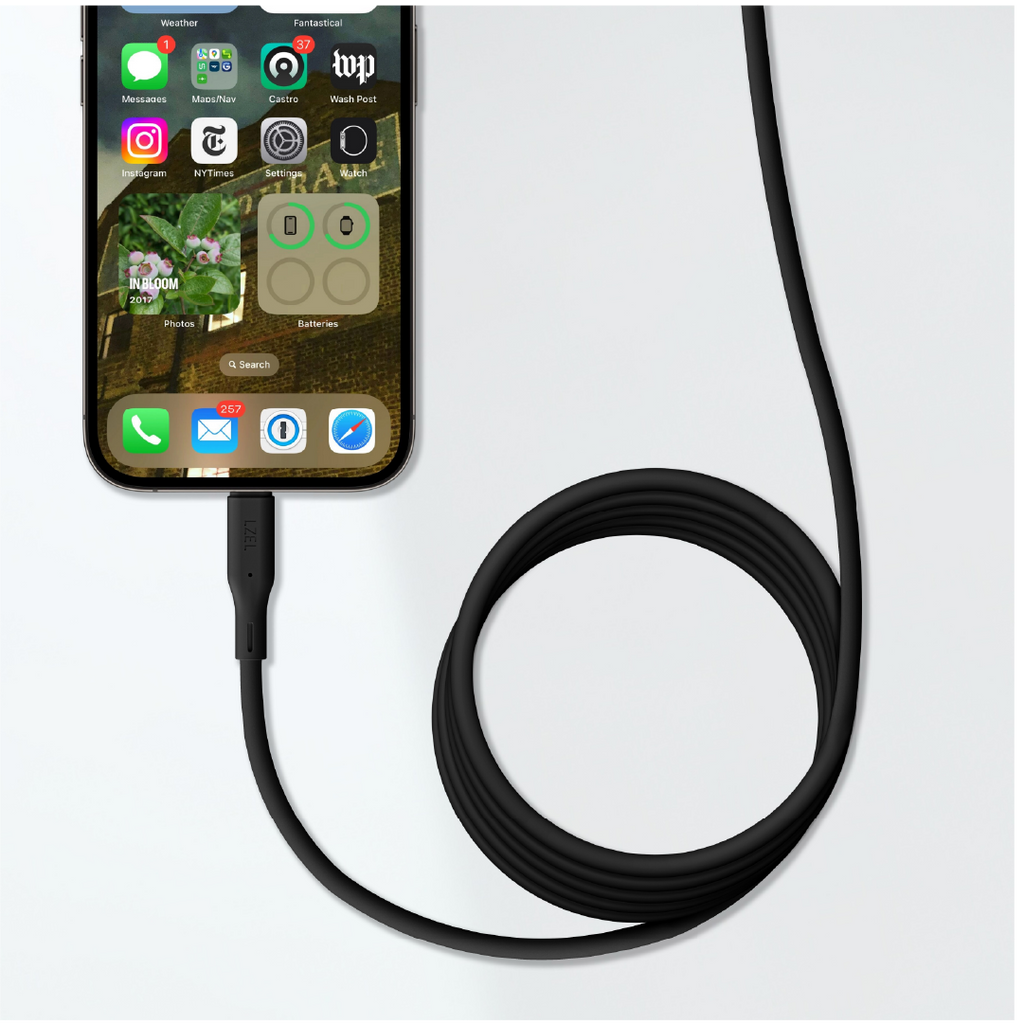 LZEL Celeris Silox CXL Soft Silicone USB-A to Lightning Cable, 480Mbps, 15W Max, 2m | Black