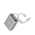 LZEL Neurode 10K Pd 35W Mini Power Bank Pd3.0 & Qc3.0 | Usb-C Cable & Lightning Cable | Silver