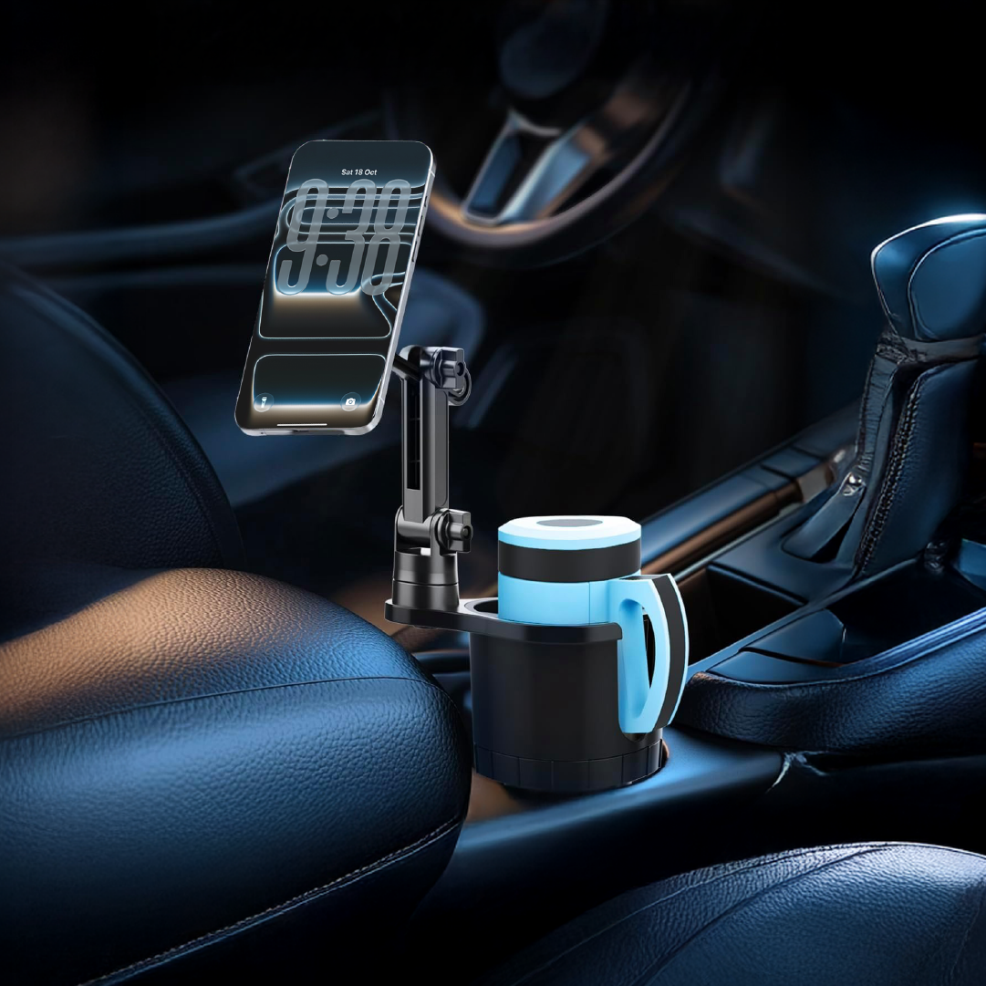 LZEL 2-In-1 Magnetic Car Phone Mount & Cup Holder Hands-Free Viewing I Strong Stability | Universal Phone Compatibility