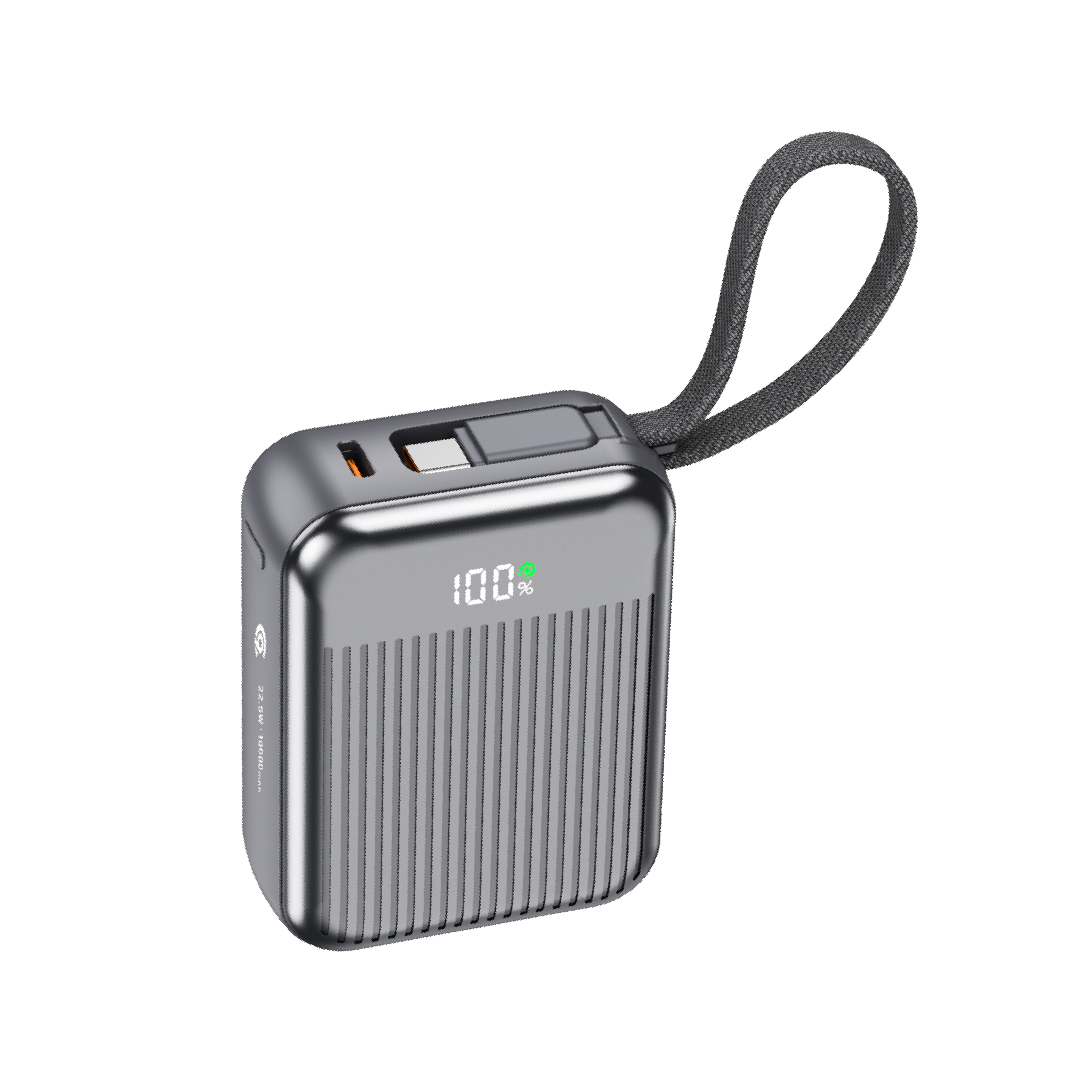 90 Percent Primvolt Sync 22.5W Dual Built-In Cables Power Bank Powerdelivery Qc 3.0 | Usb-C & Lightning | Gray